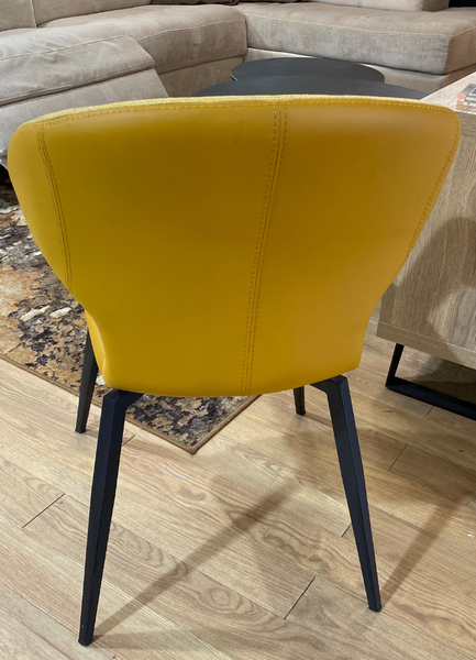 Fauteuil de table pivotant en tissu jaune avec pieds métal - Souffle D' intérieur