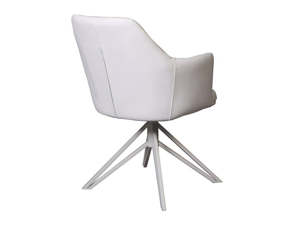 Fauteuil de table pivotant moderne blanc et pieds métal - SOUFFLE D’INTÉRIEUR