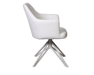 Fauteuil de table pivotant moderne blanc et pieds métal - SOUFFLE D’INTÉRIEUR