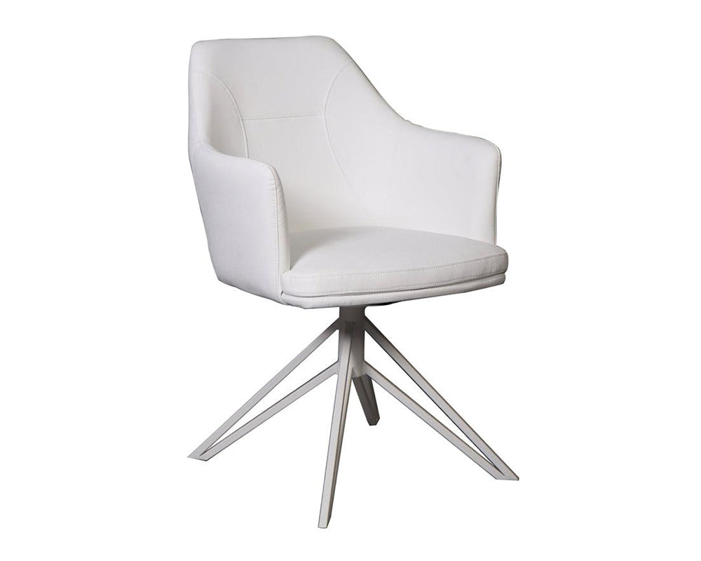 Fauteuil de table pivotant moderne blanc et pieds métal - SOUFFLE D’INTÉRIEUR