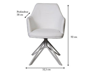 Fauteuil de table pivotant moderne blanc et pieds métal - SOUFFLE D’INTÉRIEUR