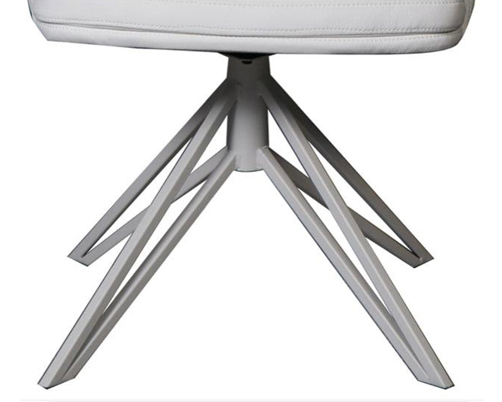 Fauteuil de table pivotant moderne blanc et pieds métal - SOUFFLE D’INTÉRIEUR