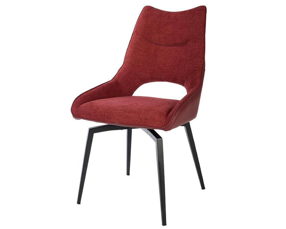 Chaise pivotante pieds métal en tissu rouge moderne -  SOUFFLE D’INTÉRIEUR