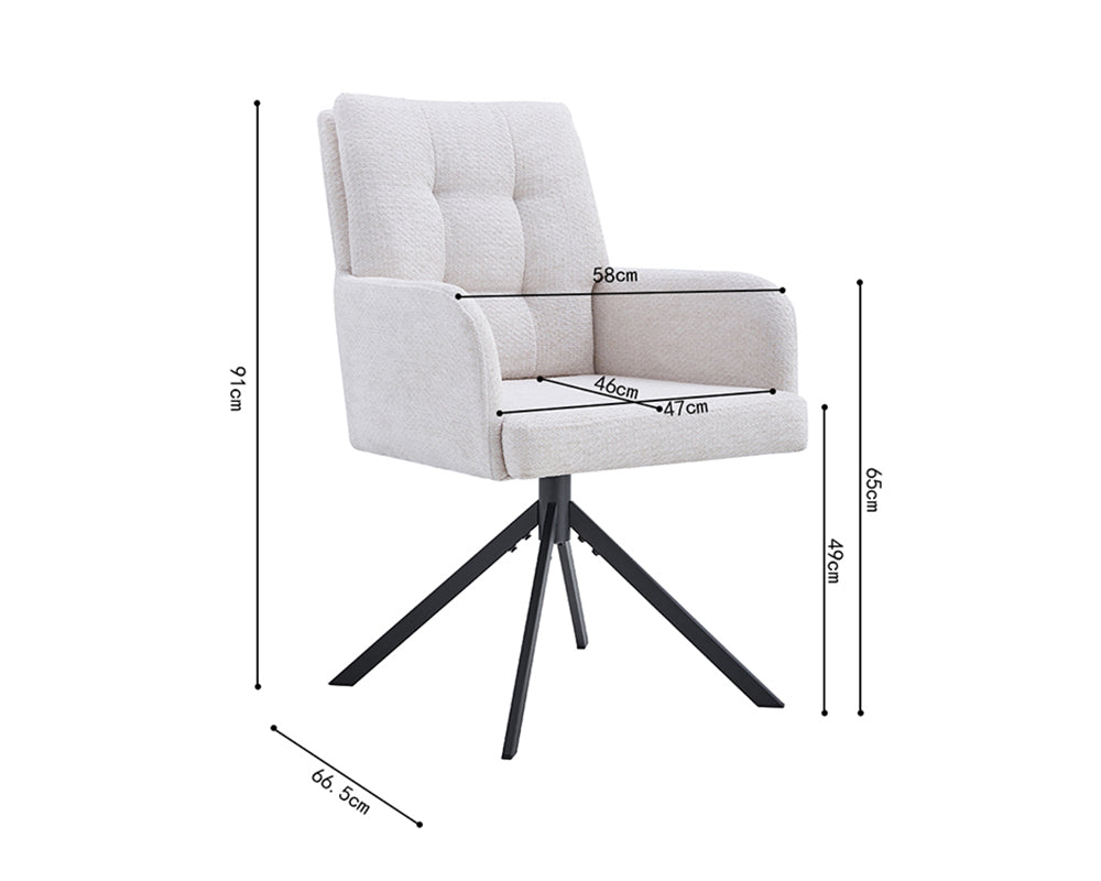 Chaise pivotante sans roulette beige - Rousseau Furniture - Souffle d'Intérieur