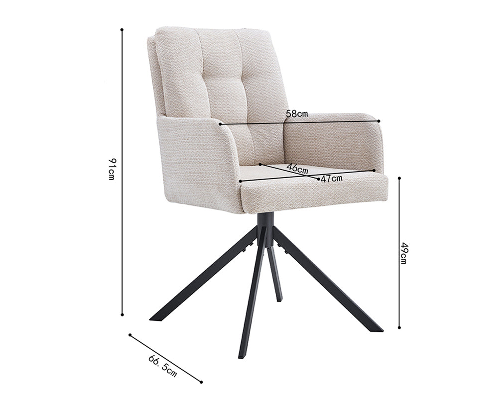 Chaise pivotante sans roulette beige - Rousseau Furniture - Souffle d'Intérieur