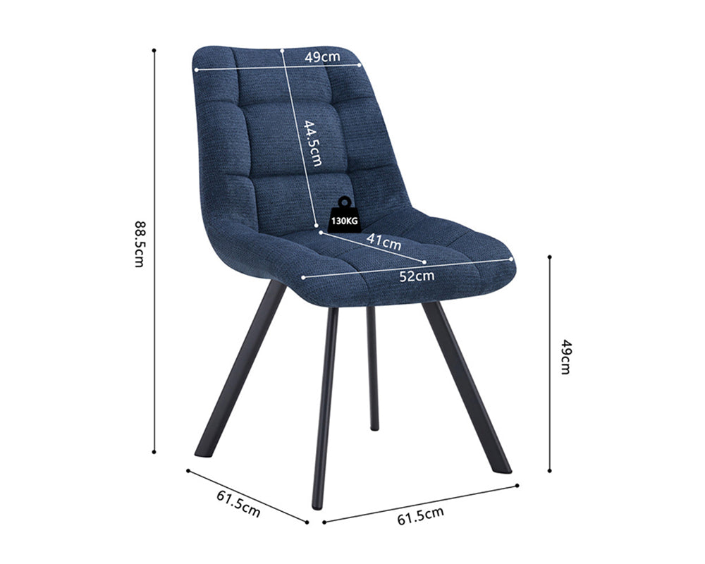 Chaise pour salle à manger dossier confortable couleur bleu - Rousseau - Souffle d'intérieur