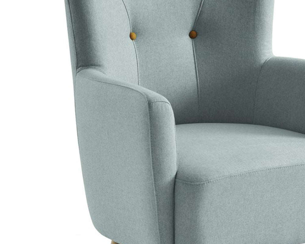 Fauteuil crapaud en tissu vert clair moderne pieds bois - Cindy-Fauteuils-SOUFFLE D’INTÉRIEUR