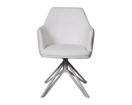 Fauteuil de table pivotant moderne blanc et pieds métal - SOUFFLE D’INTÉRIEUR