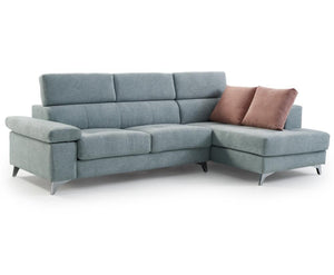 Canapé d'angle relax contemporain en tissu bleu - Souffle d'intérieur