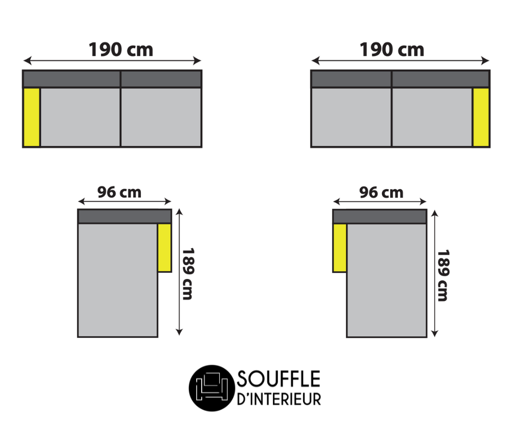 dimensions du canapé d'angle beige dossier avance recule design Rumble - Souffle d'intérieur - Confort luxe