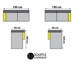 dimensions du canapé d'angle beige dossier avance recule design Rumble - Souffle d'intérieur - Confort luxe