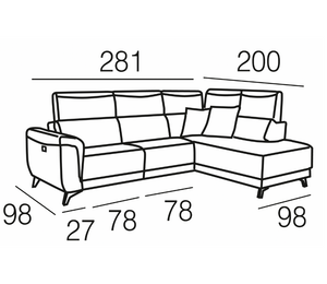 Canapé d'angle 2 relax 281x200cm - Cassia