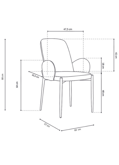 dimensionsfauteuil de table à manger tissu blanc bouclette design - Souffle d’intérieur