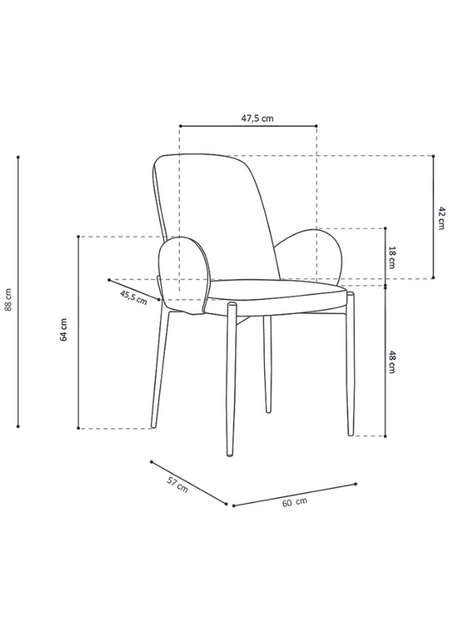 dimensions de fauteuil de table à manger chaise tissu rouge design - Souffle d’intérieur