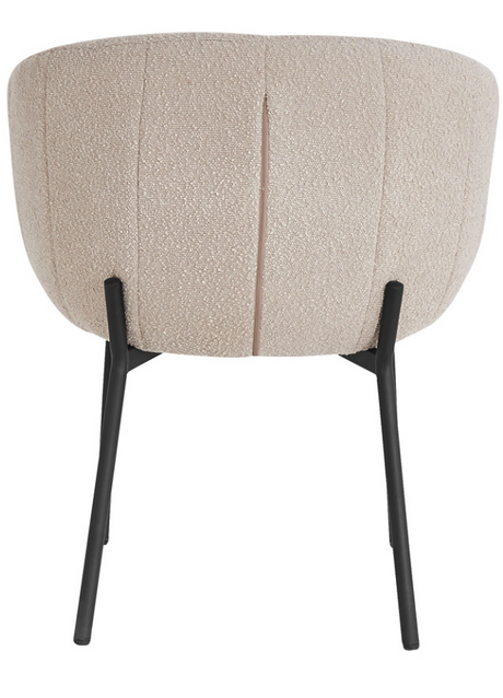 Fauteuil de table à manger beige en tissu bouclette pieds métal noir - Souffle d'intérieur