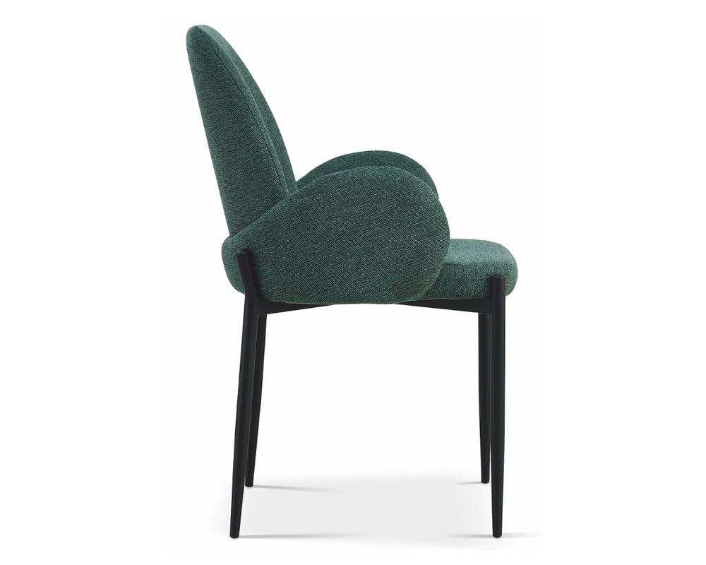 chaise accoudoir en tissu vert design - Souffle d'intérieur  