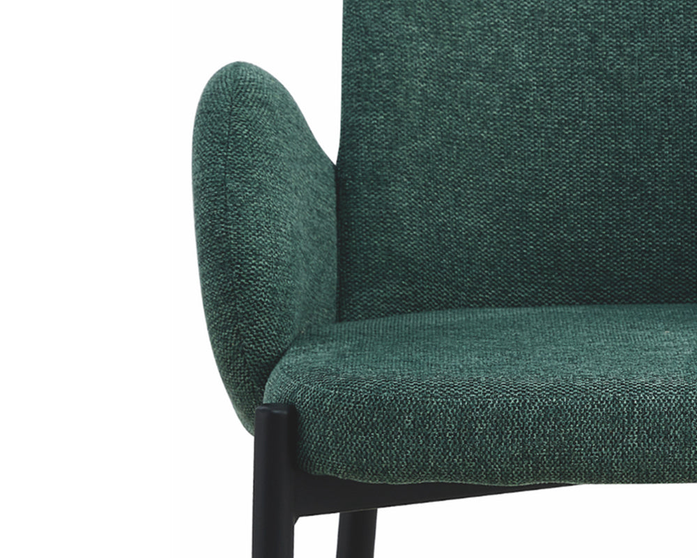 chaise accoudoir en tissu vert design - Souffle d'intérieur  