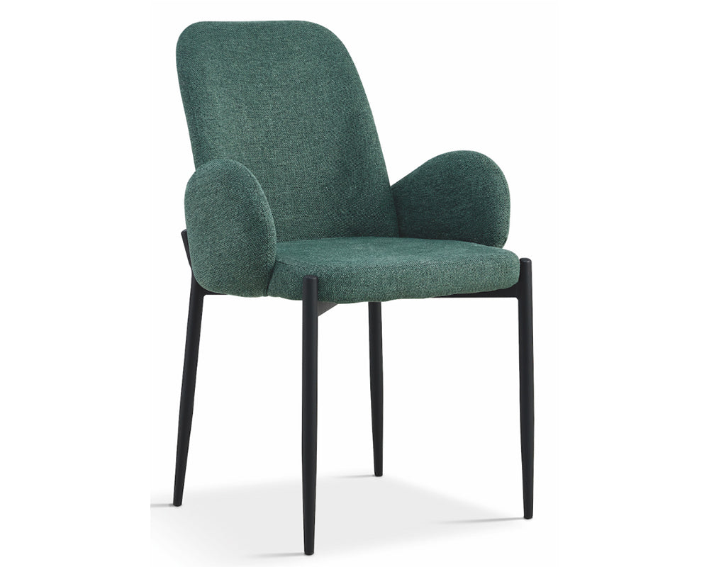 chaise accoudoir en tissu vert design - Souffle d'intérieur  