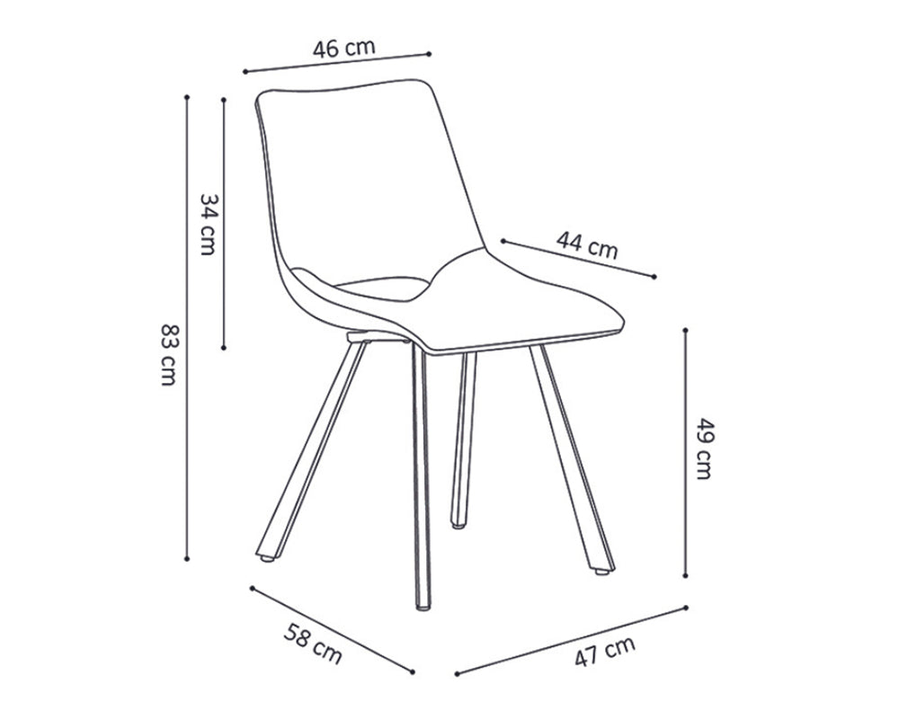 Chaise cognac pieds metal contemporaine - Souffle d'intérieur