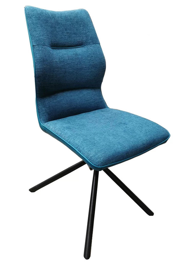 chaise bleu pétrole pieds métal en tissu design - Souffle d'intérieur