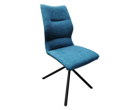 chaise bleu pétrole pieds métal en tissu design - Souffle d'intérieur