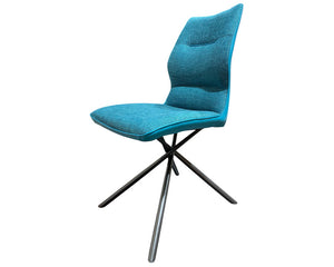 chaise bleu pétrole pieds métal en tissu design - Souffle d'intérieur