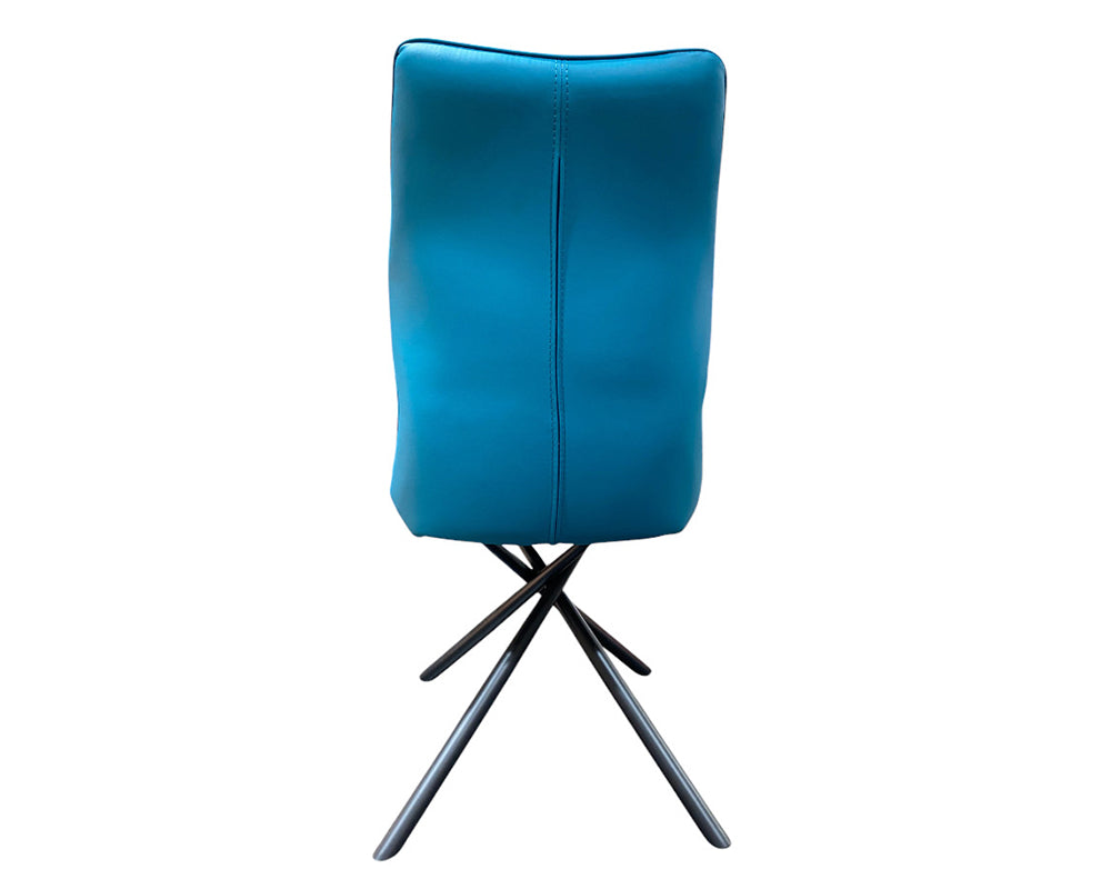 chaise bleu pétrole pieds métal en tissu design - Souffle d'intérieur