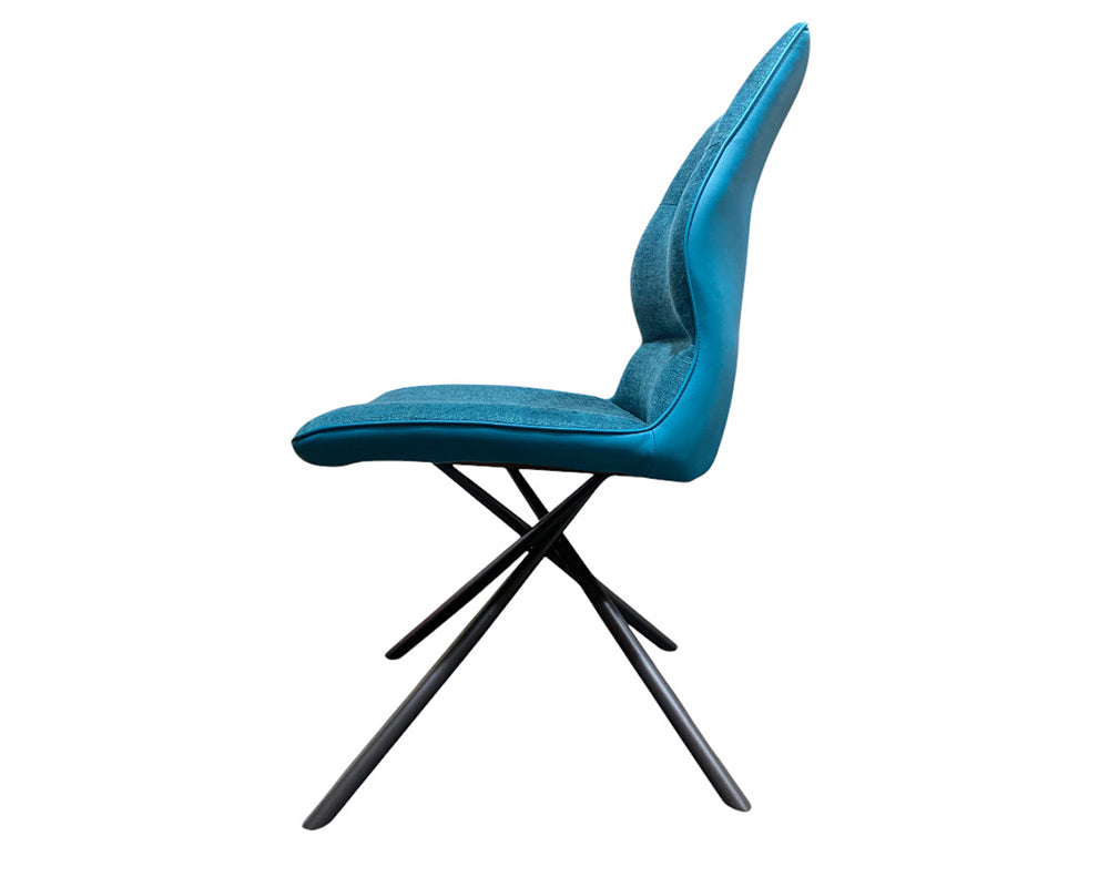 chaise bleu pétrole pieds métal en tissu design - Souffle d'intérieur