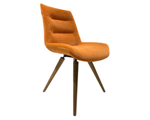 Chaise en velours orange pivotante pieds bois - Souffle d'intérieur