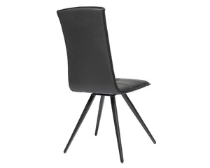 Chaise simili cuir noir design pivotante pieds métal contemporain - Europea - Souffle d'intérieur