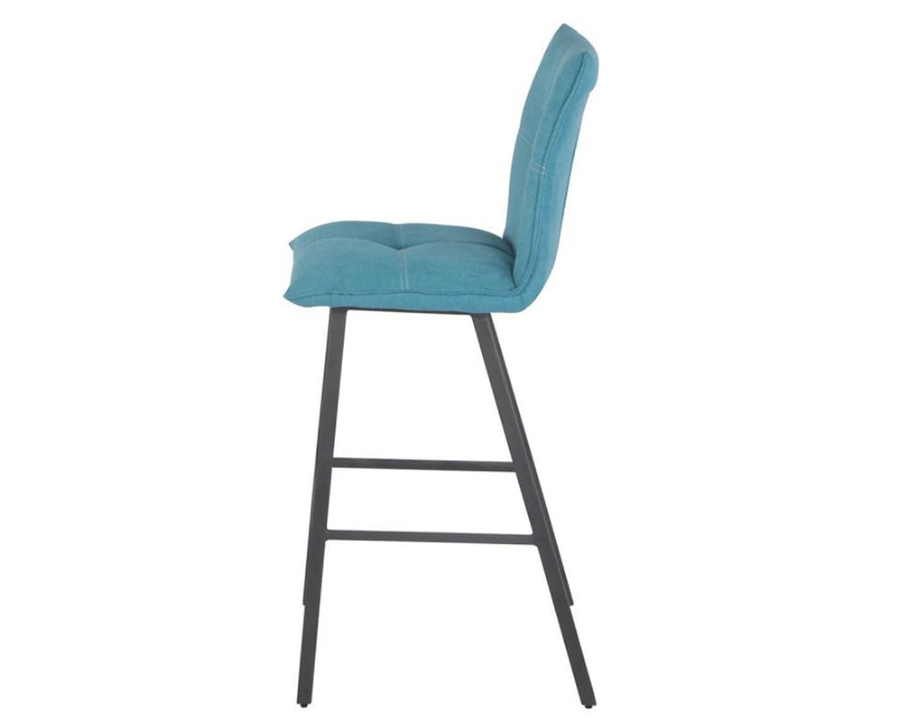 Chaise de bar confortable pieds métal tissu bleu - Souffle d'intérieur