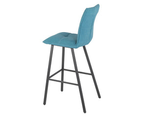 Chaise de bar confortable pieds métal tissu bleu - Souffle d'intérieur