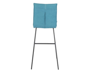 Chaise de bar confortable pieds métal tissu bleu - Souffle d'intérieur