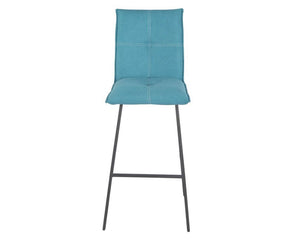 Chaise de bar confortable pieds métal tissu bleu - Souffle d'intérieur