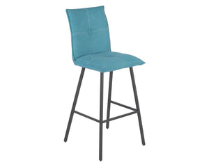 Chaise de bar confortable pieds métal tissu bleu - Souffle d'intérieur