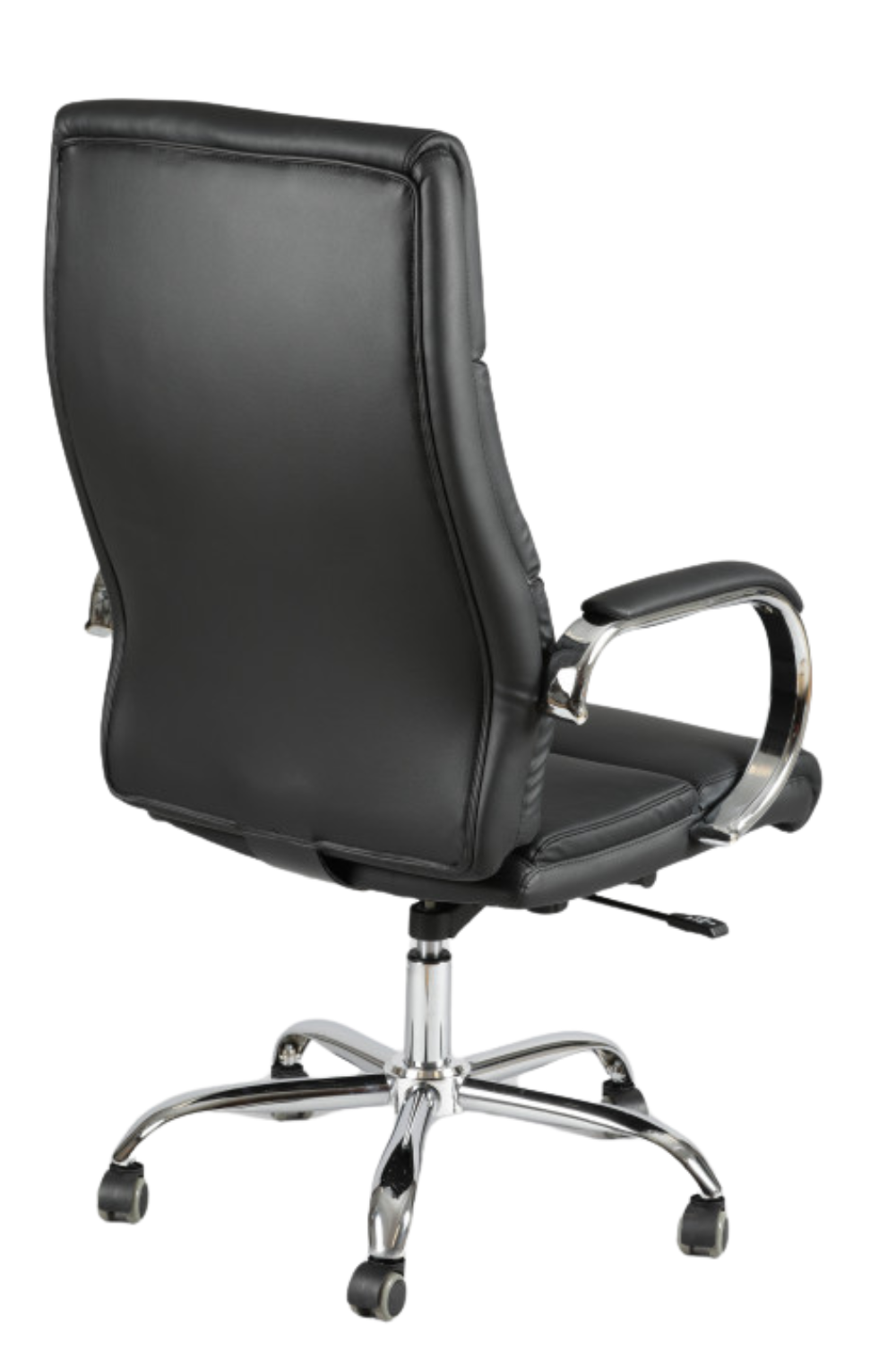 Fauteuil bureau design simili cuir noir sur roulettes - Guilaine