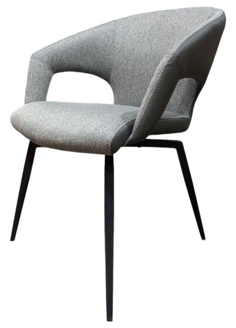 Chaise fauteuil de table pivotante gris clair pieds métal noir - Tablacasa - Souffle d'intérieur