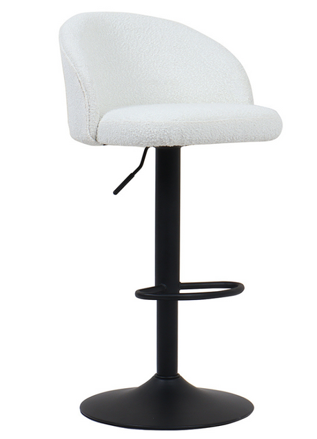 Tabouret design de bar réglable en hauteur blanc bouclette pieds métal noir - Souffle d'intérieur