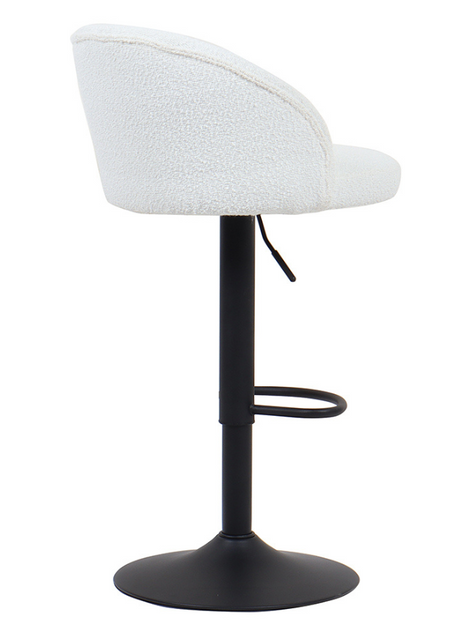 Tabouret design de bar réglable en hauteur blanc bouclette pieds métal noir - Souffle d'intérieur