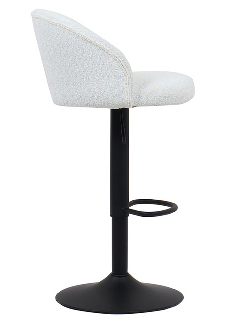 Tabouret design de bar réglable en hauteur blanc bouclette pieds métal noir - Souffle d'intérieur