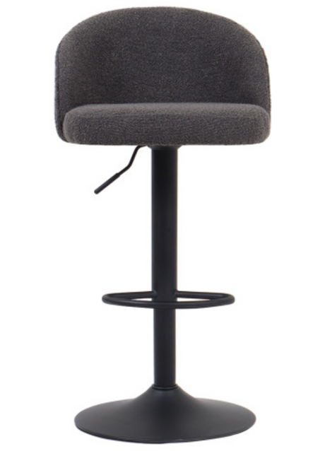 Tabouret design de bar réglable en hauteur gris anthracite bouclette pieds métal noir - Souffle d'intérieur