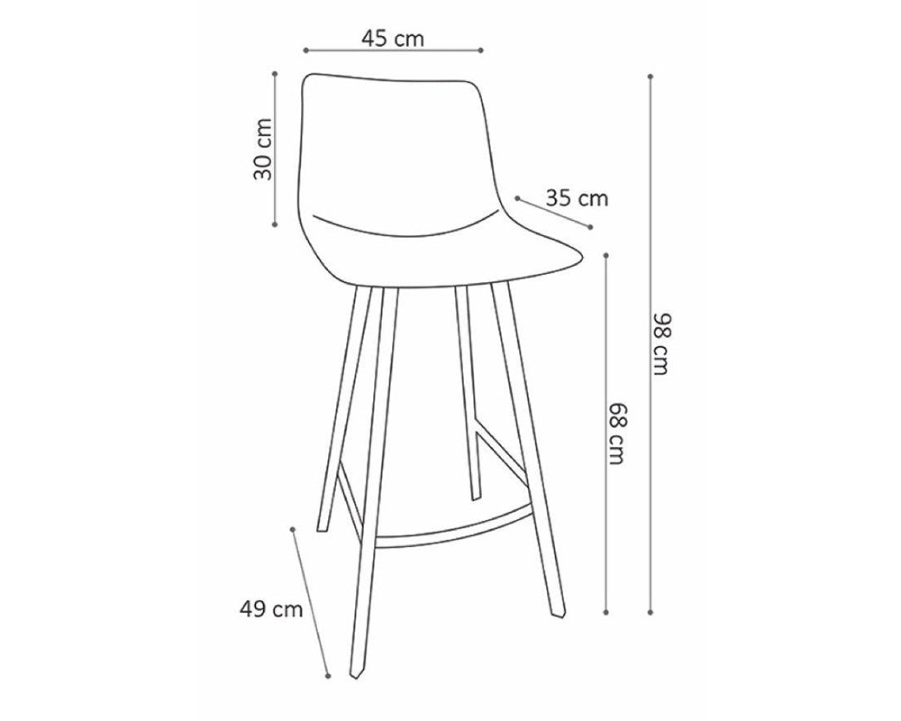 Tabouret de bar industriel pieds métal marron sur un carrelage gris clair - SOUFFLE d'intérieur