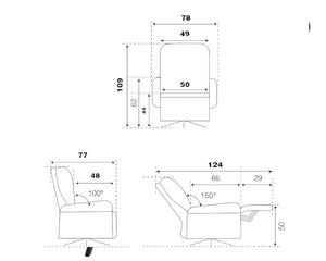 Chaise en tissu pivotante avec accoudoirs - Akante - Souffle d'intérieur