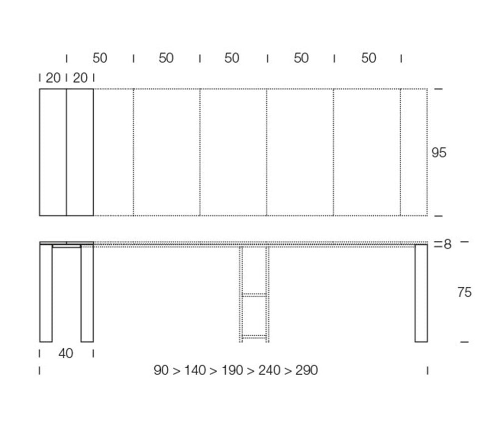 Console table extensible 5 rallonges plateau céramique - Trek