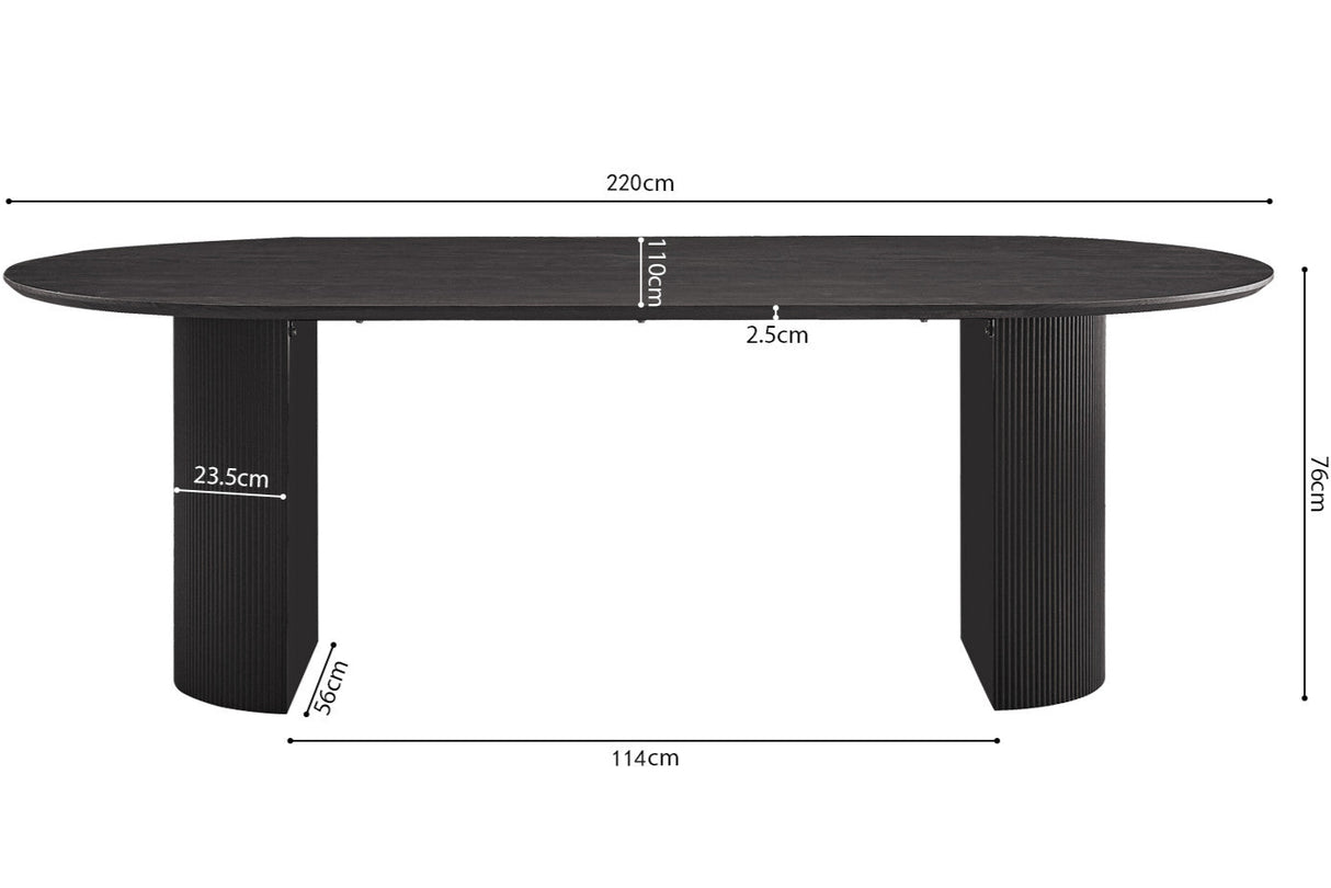 table ovale en bois noir
