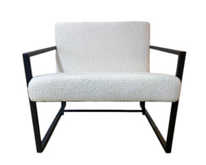 Fauteuil bouclette blanc en tissu confortable et design - Souffle d'intérieur 