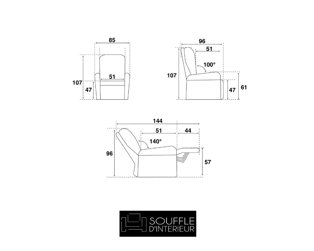 Fauteuil relax électrique en tissu confortable - souffle d'interieur