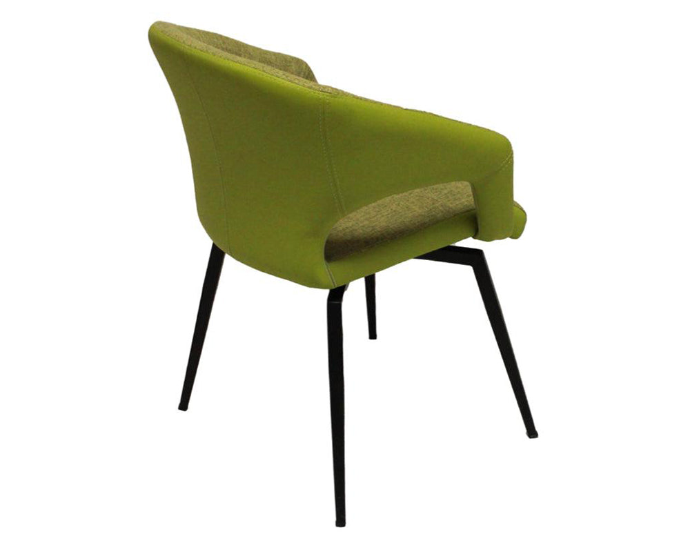 Fauteuil de table pivotant pieds metal en tissu vert moderne - SOUFFLE d'intérieur