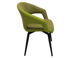 Fauteuil de table pivotant pieds metal en tissu vert moderne - SOUFFLE d'intérieur