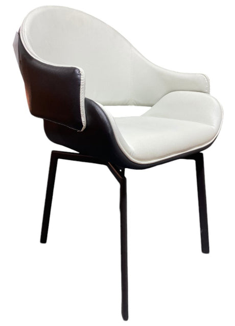 Chaise noir et blanche pivotante en simili cuir avec accoudoirs - Souffle d'intérieur